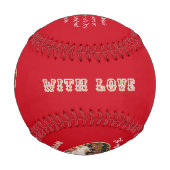 Balle De Baseball Romantic Red Valentine's Day Custom Photo & Text (Dos)