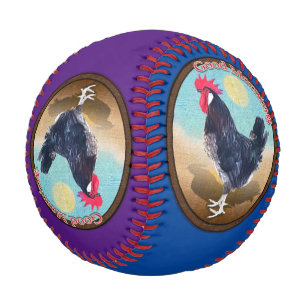 Balle De Baseball Rooster de Minorque Bonjour Vintage Oval