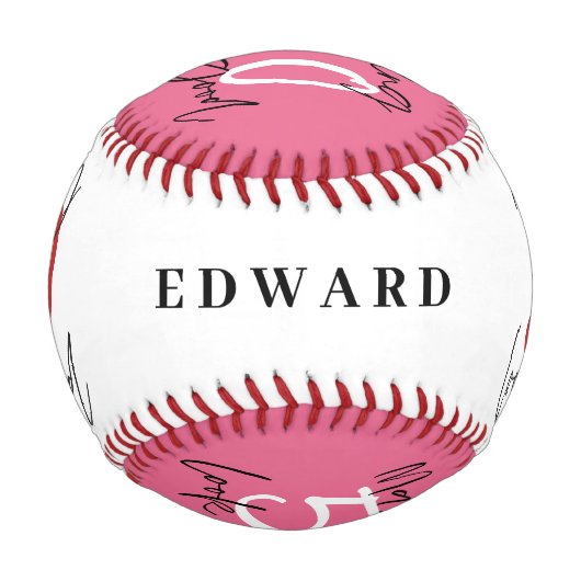 Balle De Baseball Rose, blanc et bleu 50e anniversaire chic moderne (Dos)