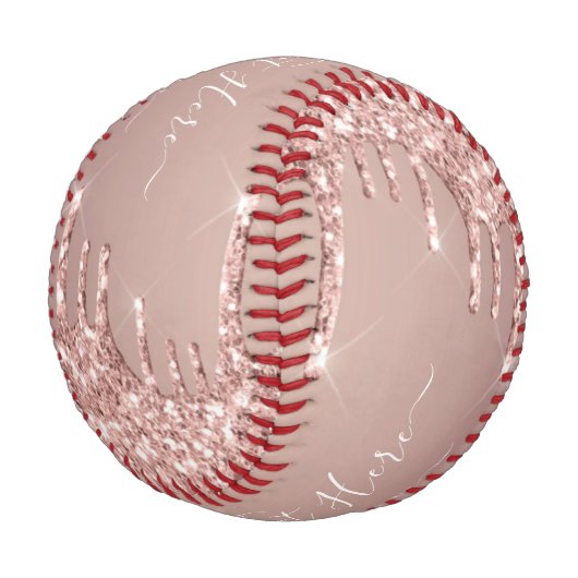 Balle De Baseball Rose Gold Parties scintillant Sparkly Custom Text (Angle)