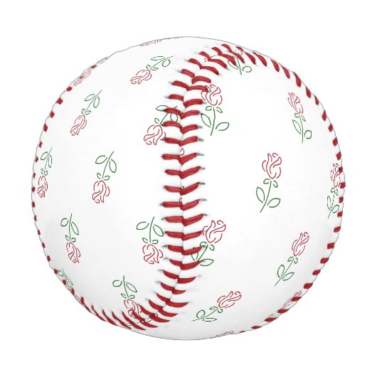 Balle De Baseball Roses Rouges, Motif De Roses, Fleurs (Angle)