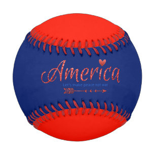 Balle De Baseball Rouge, blanc, bleu, drapeau, étoiles, flèches, 4 j