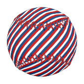 Balle De Baseball Rouge, blanc et bleu rayé (Devant)