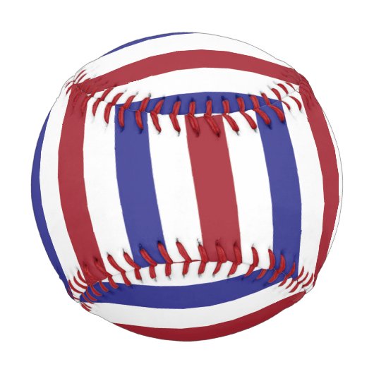 Balle De Baseball Rouge, blanc et bleu rayé (Devant)