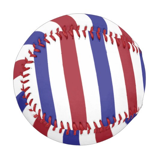 Balle De Baseball Rouge, blanc et bleu rayé (Devant Gauche)