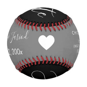 Balle De Baseball Rouge Bleu Script Cœur Enregistrer les dates