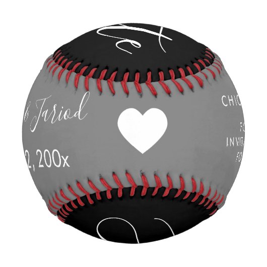 Balle De Baseball Rouge Bleu Script Cœur Enregistrer les dates (Dos)