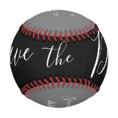 Balle De Baseball Rouge Bleu Script Cœur Enregistrer les dates (Devant)