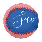Balle De Baseball Rouge Bleu Script Cœur Enregistrer les dates Ba (Devant Gauche)