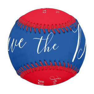 Balle De Baseball Rouge Bleu Script Cœur  Enregistrer les dates   Ba