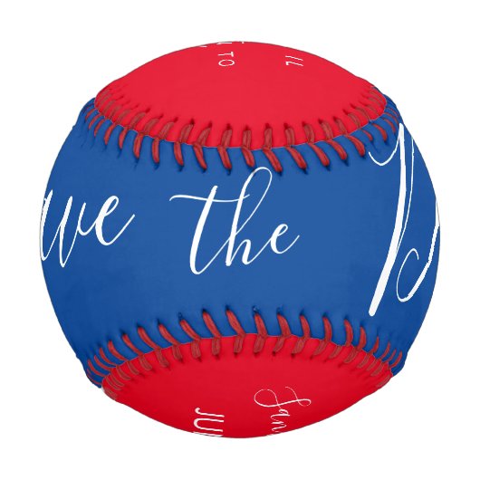 Balle De Baseball Rouge Bleu Script Cœur Enregistrer les dates Ba (Devant)
