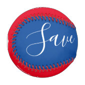 Balle De Baseball Rouge Bleu Script Cœur Enregistrer les dates Ba (Devant Gauche)