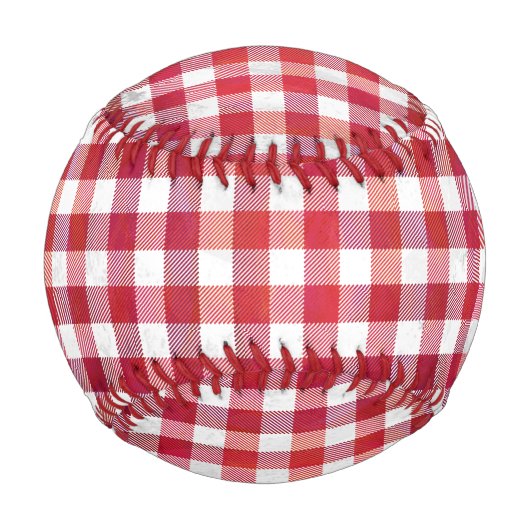 Balle De Baseball Rouge et blanc À damiers plaid (Dos)