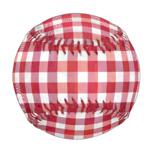 Balle De Baseball Rouge et blanc À damiers plaid