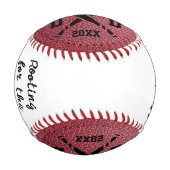 Balle De Baseball Rouge Faux Cuir Monogrammé Bonne Fête des pères (Devant)