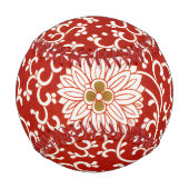 Balle De Baseball Rouge Floral Vibrant Ornate Classé Motif (Devant)