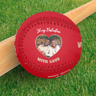 Balle De Baseball Rouge Romantique Saint-Valentin Photo et Texte Per