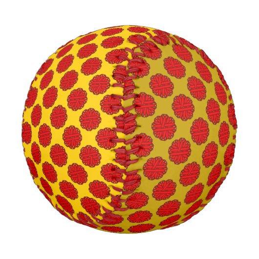 Balle De Baseball Ruban de fleurs rouges par Kenneth Yoncich (Angle)