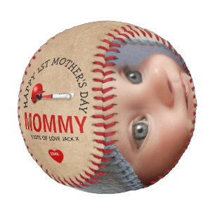 Balle De Baseball Rustic 1st Mother's Day 2 Photo Cadeau Baseball