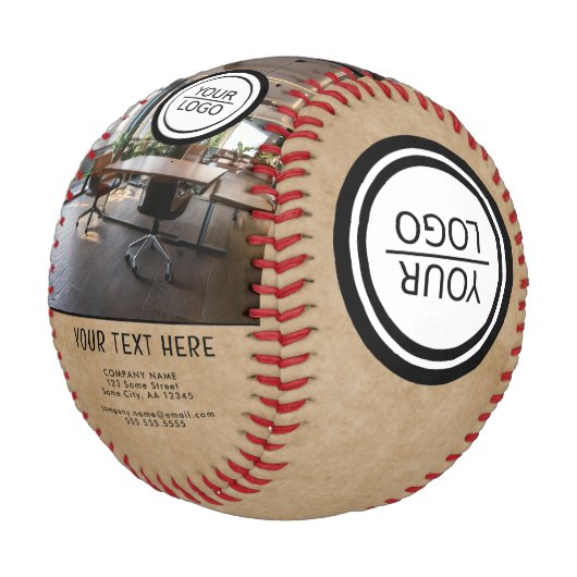 Balle De Baseball Rustic Ajouter Logo Texte Personnalisé Société Pho (Angle)