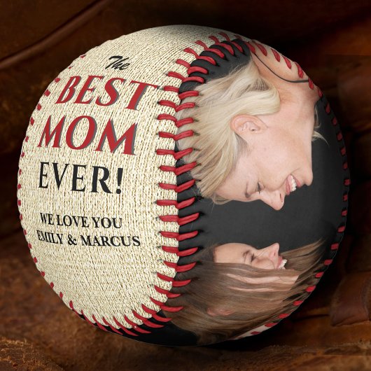 Balle De Baseball Rustic Best Mom Ever Mother`s Day Photo Collage