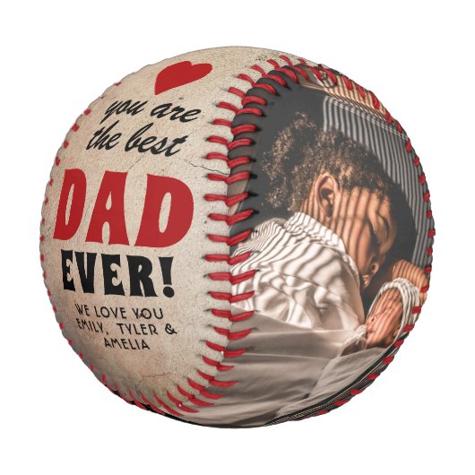 Balle De Baseball Rustic Best Papa Red Heart 2 Photo (Angle)