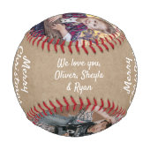 Balle De Baseball Rustic Best Uncle 3 Photo Joyeux Noël (Dos)