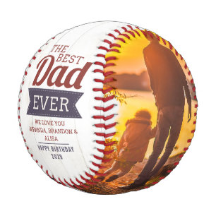 Balle De Baseball Rustic Meilleur Papa Joyeux Anniversaire Photo Bas