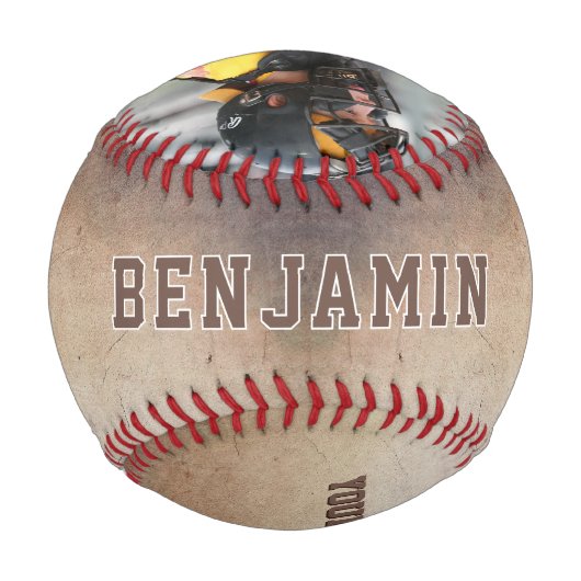 Balle De Baseball Rustic Player Nom de l'équipe Photo (Dos)