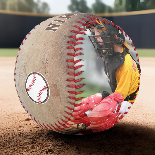 Balle De Baseball Rustic Player Nom de l'équipe Photo