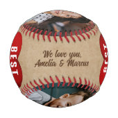 Balle De Baseball Rustic Red Heart Best Papa Ever 2 photo Collage (Dos)