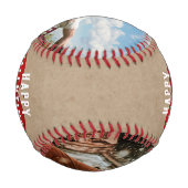 Balle De Baseball Rustic Red Heart Heureuse Sainte-Valentin 2 Photo (Dos)