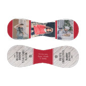 Balle De Baseball Rustic Wood Joyeux Noël Papa 3 Photo Collage (Panneaux)