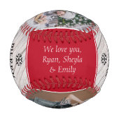 Balle De Baseball Rustic Wood Joyeux Noël Papa 3 Photo Collage (Dos)