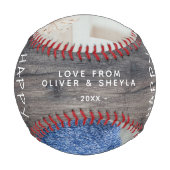 Balle De Baseball Rustique 1er Père`s Day Script 2 Photo Collage (Dos)