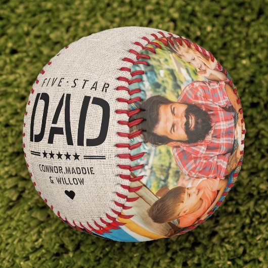 Balle De Baseball Rustique 5 ÉTOILES DAD Moderne Cool 2 Fête des pèr
