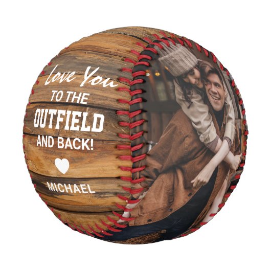 Balle De Baseball Rustique mignon petit ami 'I Love You' Photo Baseb (Angle)