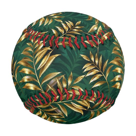 Balle De Baseball Seamless pattern with golden ferns (Devant)