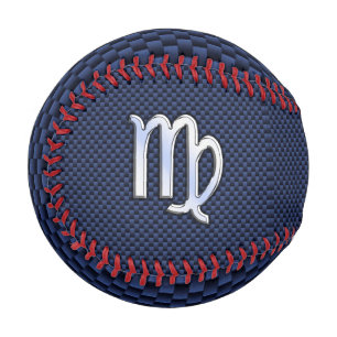 Balle De Baseball Signe de la Vierge sur fond en fibre de carbone bl