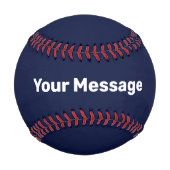 Balle De Baseball Simple bleu foncé blanc Votre message Modèle texte (Devant)