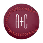 Balle De Baseball Simple Couples | White & Burgundy (Devant Gauche)