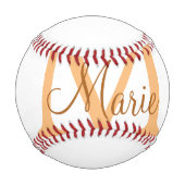 Balle De Baseball simple minimal ajouter nom monogramme orange marro (Dos)