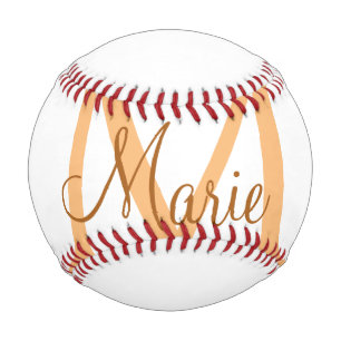 Balle De Baseball simple minimal ajouter nom monogramme orange marro