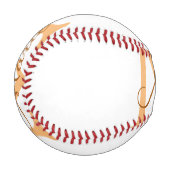 Balle De Baseball simple minimal ajouter nom monogramme orange marro (Devant Gauche)