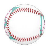 Balle De Baseball simple minimal ajouter nom monogramme vert rose bl (Devant Gauche)