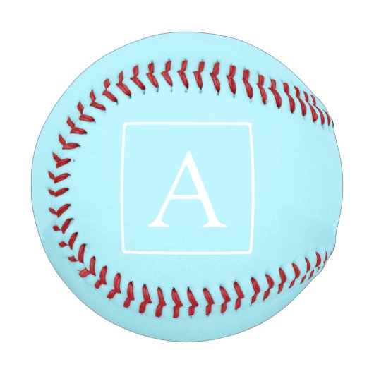 Balle De Baseball Simple Monogramme Bleu Ciel (Devant Gauche)