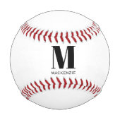 Balle De Baseball Simple Monogramme Initial Nane Personnalisé (Dos)