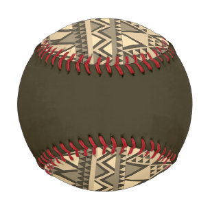 Balle De Baseball Simple Motif d'art tribal Brown
