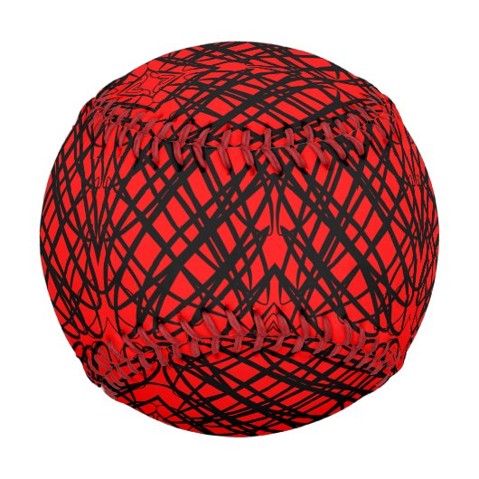 Balle De Baseball Simple Scribble | Carreaux miroir | Rouge | (Devant)