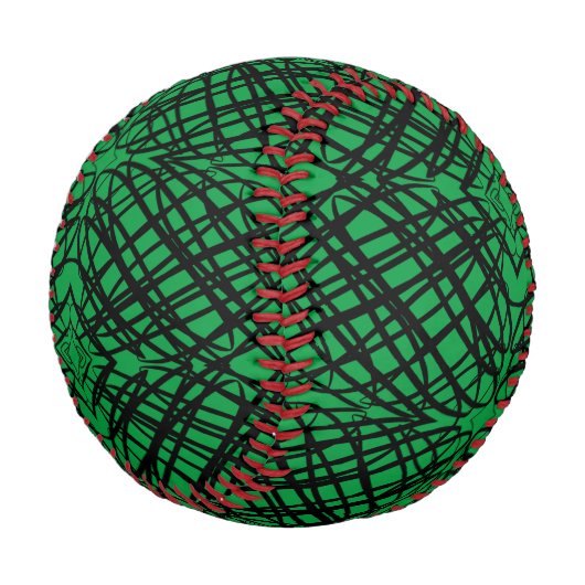 Balle De Baseball Simple Scribble | Carreaux miroir | Vert | (Angle)